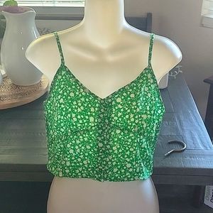 NWOT Sienna Sky Green Floral Crop top sz M